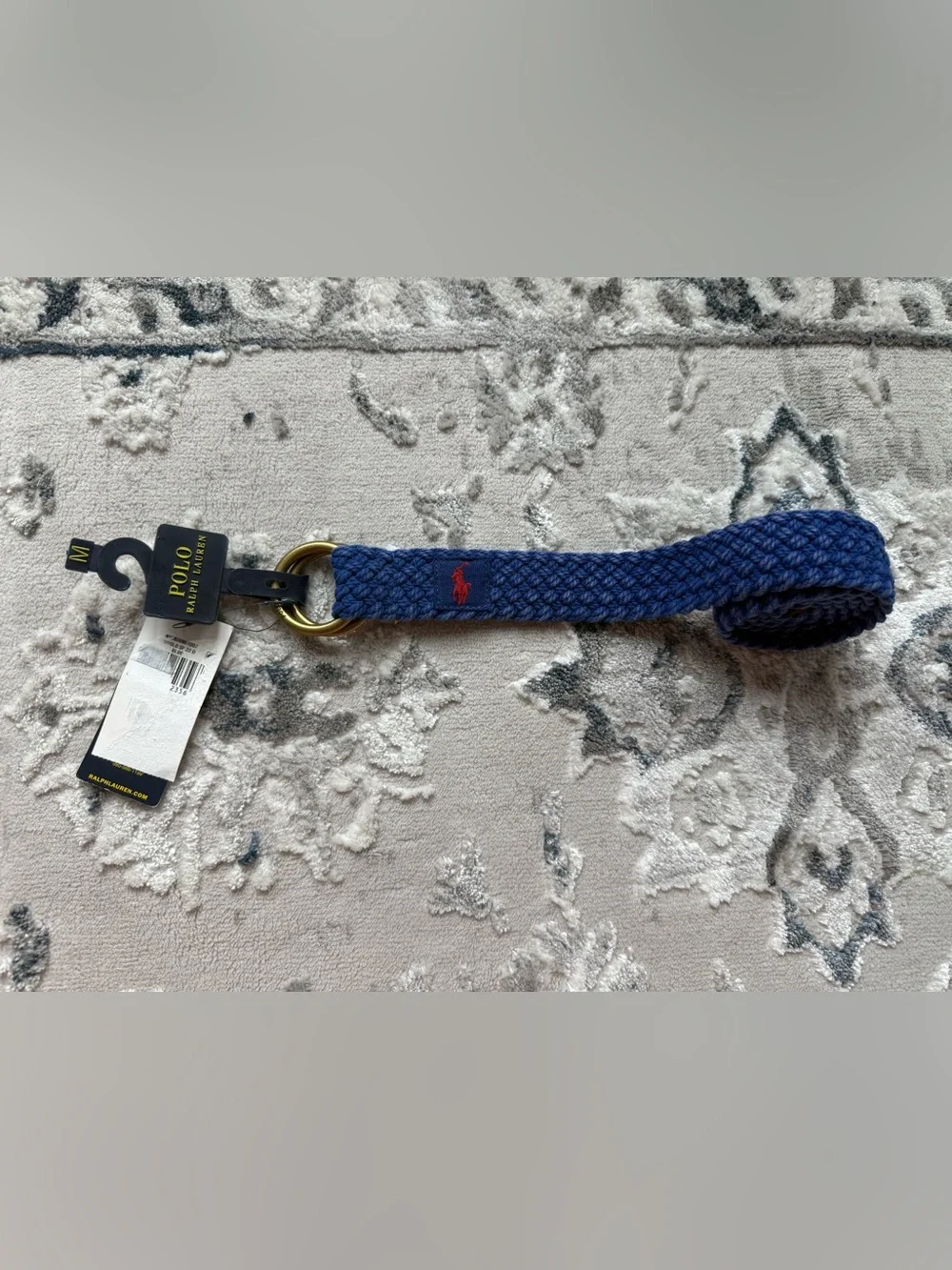 Polo Ralph Lauren braided cotton/canvas belt with gold-tone double O-rings